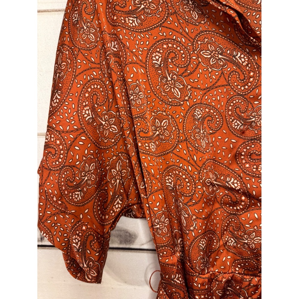 VICI Paisley Print Button Down Kimono Sleeve Shirt Dress Rust‎ S - Picture 4 of 8